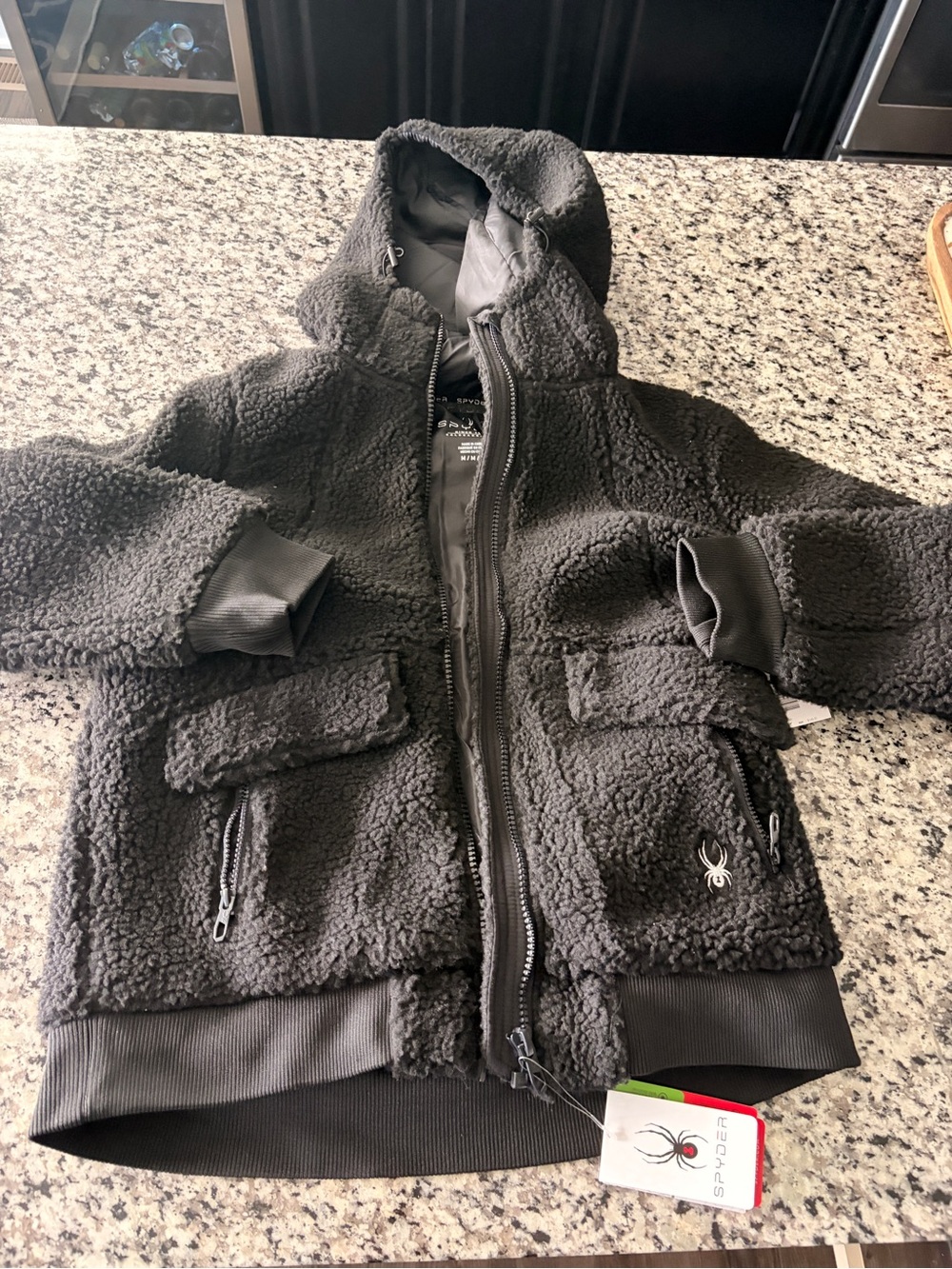 NWT Women’s Medium Spyder Black Sherpa Zip Hoodie Jacket